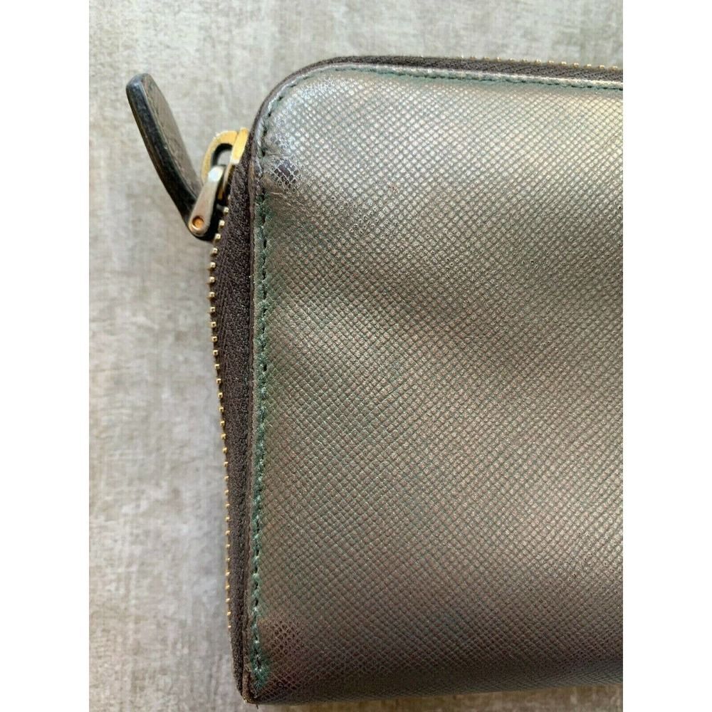 PRADA Milano Saffiano Metal Leather Zip Around Wallet Purse Brunito Pewter0 - Picture 4 of 12